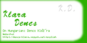 klara dencs business card